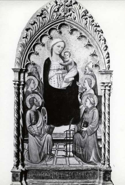 Foto Reali — Lippo di Andrea - sec. XIV/ XV - Finto polittico con la Madonna con Bambino e santi — insieme, dopo il restauro